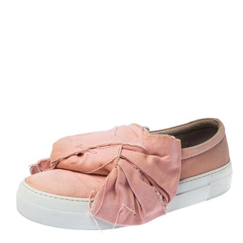 Joshua Sanders Light Pink Canvas Bow Slip On Sneakers Size 40 - Joshua Sanders - Modalova