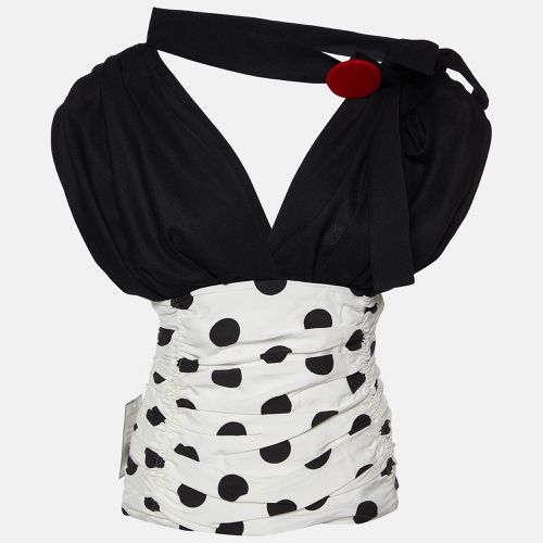 Jacquemus Black/White Polka Dot Print Wool & Cotton Le Haut Gitan Ruched Blouse S - Jacquemus - Modalova