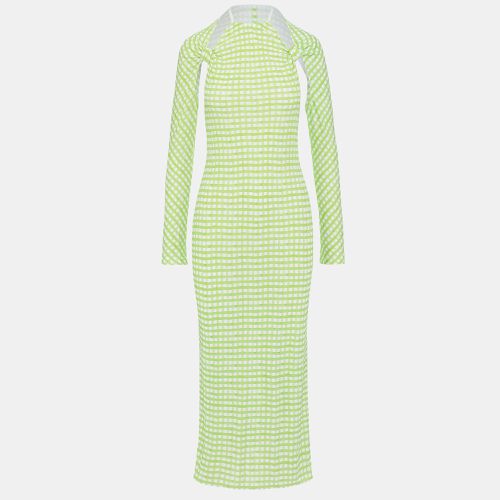 Jacquemus Green Checkered Print Jersey La Robe Nodi Midi Dress M - Jacquemus - Modalova