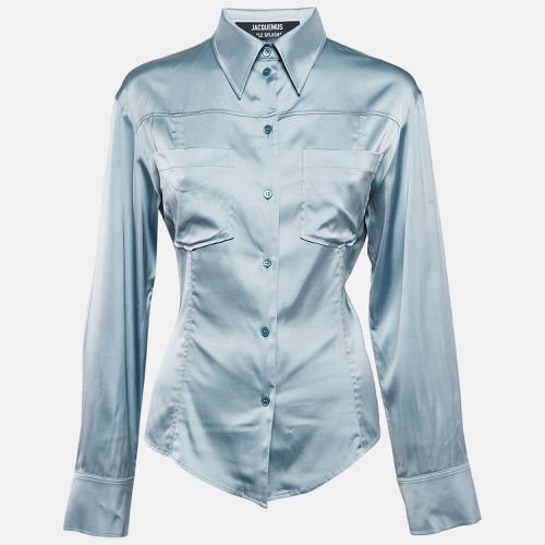 Jacquemus Grey Satin Open-Back La Chemise Mentalo Shirt S - Jacquemus - Modalova