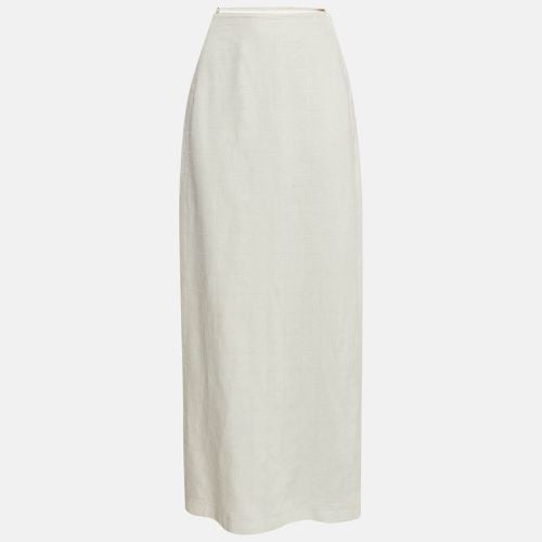 Jacquemus Ivory White Checked Linen L'amour Maxi Skirt M - Jacquemus - Modalova