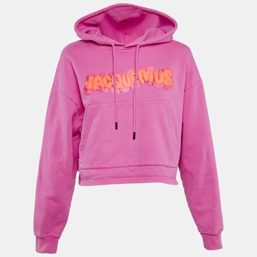 Jacquemus Pink Cotton Logo Print Crew Neck Cropped Sweatshirt Hoodie M - Jacquemus - Modalova