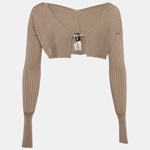 Jacquemus Dark Beige Rib Knit La Maille Pralù Le Raphia Cardigan L - Jacquemus - Modalova