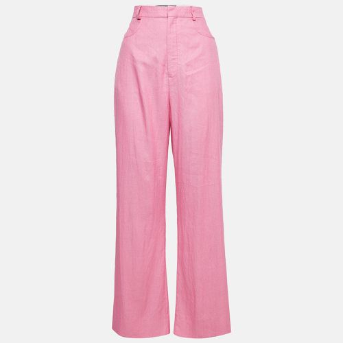 Jacquemus Pink Linen Blend Wide Leg Trousers M - Jacquemus - Modalova