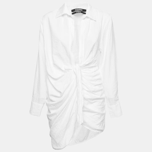 Jacquemus White Nylon Blend Buttoned Front Ruched Mini Dress XS - Jacquemus - Modalova