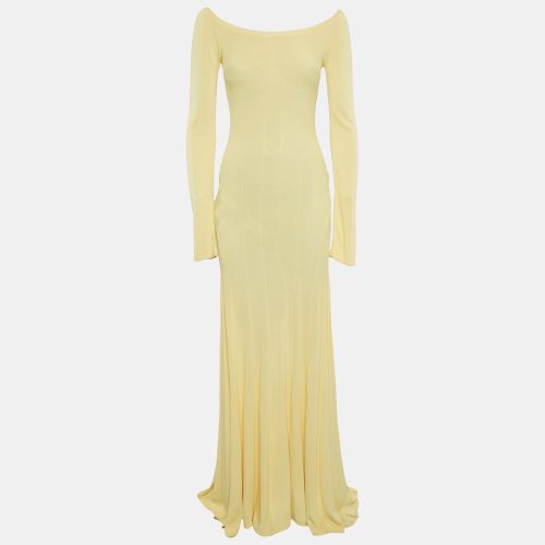 Jacquemus Yellow Stretch Knit Pleated Valensole Off-Shoulder Maxi Dress S - Jacquemus - Modalova