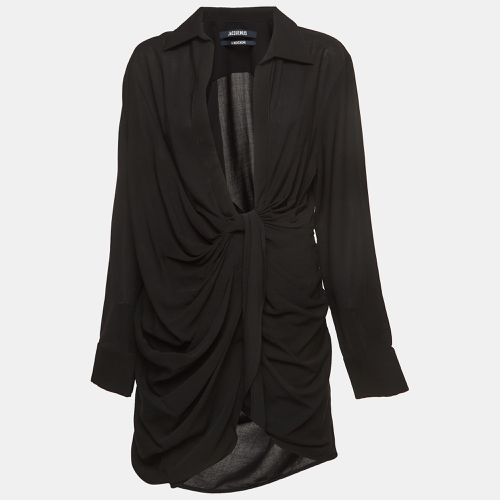 Jacquemus Black Crepe La Robe Bahia Draped Mini Dress M - Jacquemus - Modalova