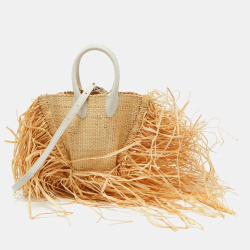 Jacquemus Cream/White Woven Raffia and Leather Let Petite Baci Shoulder Bag - Jacquemus - Modalova