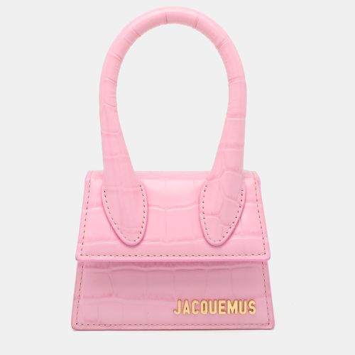 Jacquemus Pink Croc Embossed Leather Mini Le Chiquito Top Handle Bag - Jacquemus - Modalova