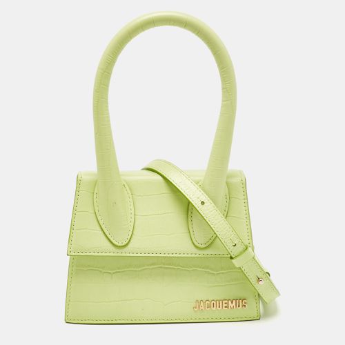 Jacquemus Green Green Croc Embossed Leather Le Chiquito Moyen Top Handle Bag - Jacquemus - Modalova