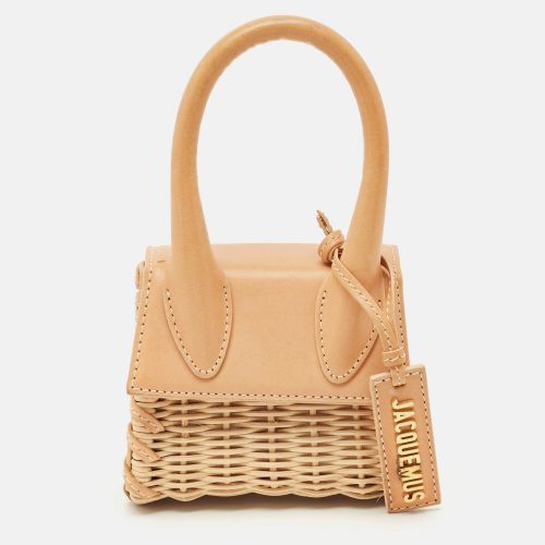 Jacquemus Beige/Cream Rattan and Leather Mini Wicker Le Chiquito Top Handle Bag - Jacquemus - Modalova