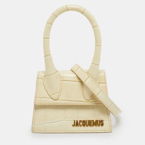 Jacquemus Cream Croc Embossed Leather Mini Le Chiquito Bag - Jacquemus - Modalova