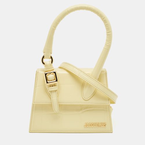 Jacquemus Yellow Croc Embossed Patent Leather Le Chiquito Moyen Boucle Top Handle Bag - Jacquemus - Modalova