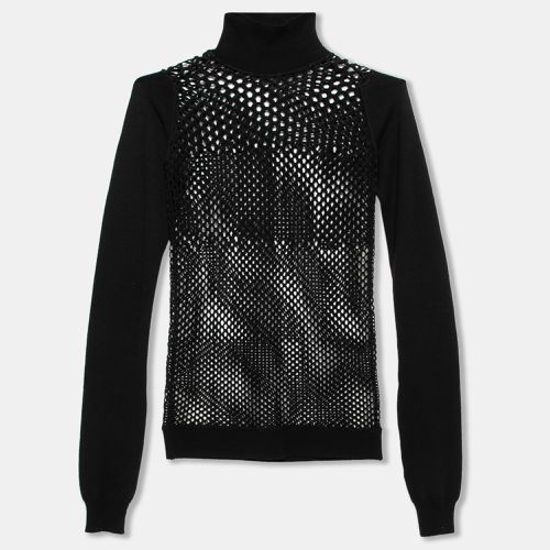 Jean Paul Gaultier Maille Black Patterned Open Knit Long Sleeve Sweater S - Jean Paul Gaultier Maille - Modalova