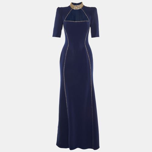 Jenny Packham Navy Blue Embellished Crepe Gown S - Jenny Packham - Modalova