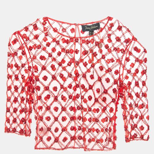 Jenny Packham Robin Red Embroidered Tulle Blouse S - Jenny Packham - Modalova