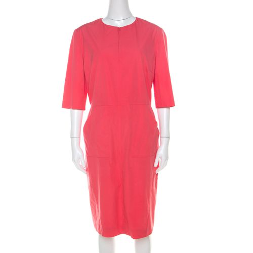 Jil Sander Coral Pink Cotton Zip Front Midi Dress M - Jil Sander - Modalova