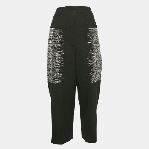 Jil Sander Black Metallic Embroidered Wool Straight Trousers S - Jil Sander - Modalova