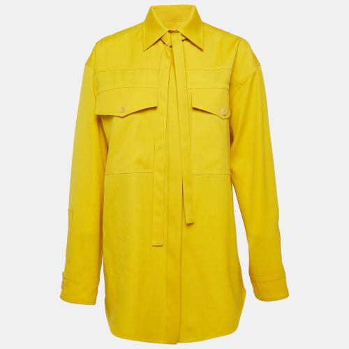 Jil Sander Yellow Wool Gabardine Oversized Tie-Up Neck Detail Shirt S - Jil Sander - Modalova