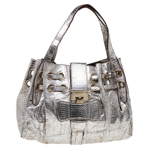 Jimmy Choo Metallic Silver Watersnake Riki Tote - Jimmy Choo - Modalova