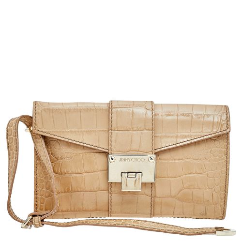 Jimmy Choo Beige Croc Embossed Leather Clutch - Jimmy Choo - Modalova