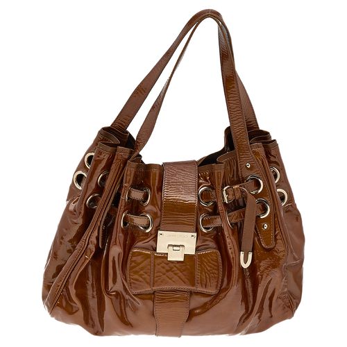 Jimmy Choo Brown Patent Leather Riki Tote - Jimmy Choo - Modalova