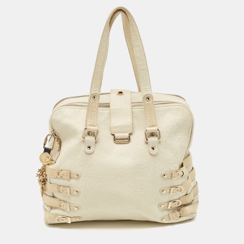 Jimmy Choo Off White/Light Beige Distressed Leather and Snakeskin Trims Bree Satchel - Jimmy Choo - Modalova