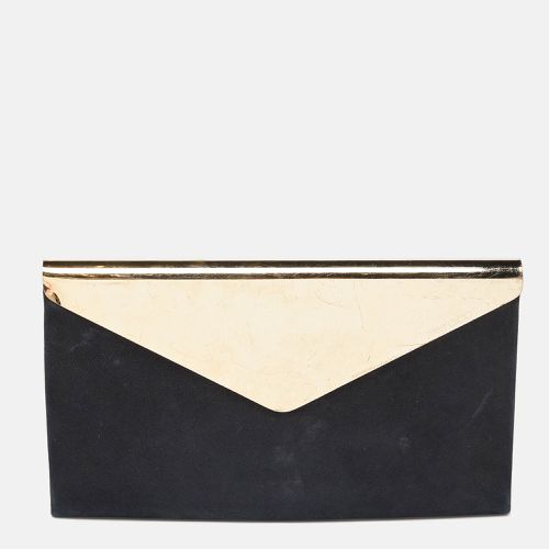 Jimmy Choo Black Shimmer Suede Charlize Metal Envelope Clutch - Jimmy Choo - Modalova