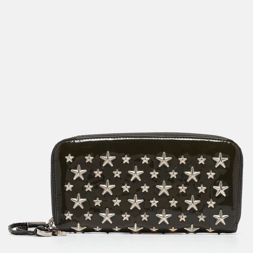 Jimmy Choo Olive Green Patent Leather Star Studded Zip Around Wallet - Jimmy Choo - Modalova