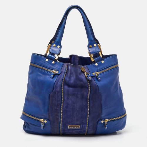 Jimmy Choo Blue Leather and Suede Mandah Expandable Bag - Jimmy Choo - Modalova