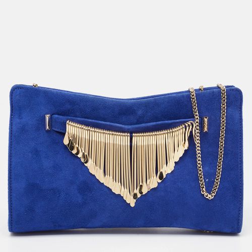 Jimmy Choo Blue Alcantara Fringe Bracelet Venus Chain Clutch - Jimmy Choo - Modalova