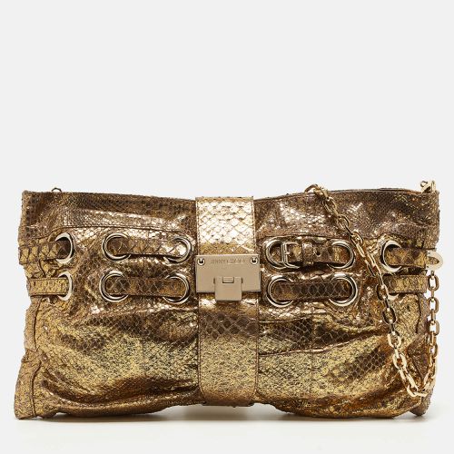 Jimmy Choo Gold Python Oversize Ramona Chain Clutch - Jimmy Choo - Modalova