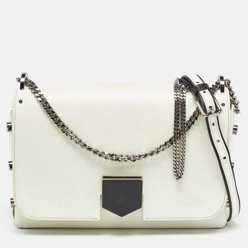 Jimmy Choo White Glazed Leather Lockett City Shoulder Bag - Jimmy Choo - Modalova