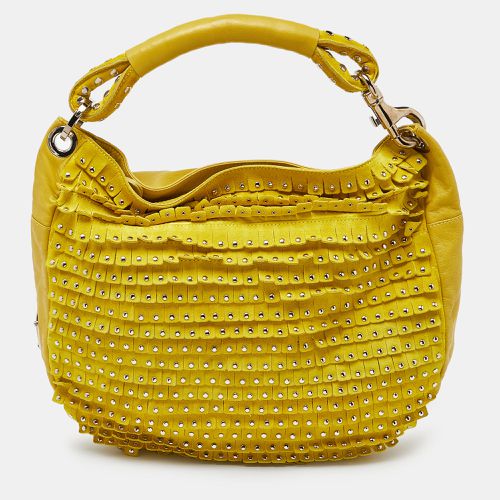 Jimmy Choo Yellow Leather and Suede Fringe Studded Hobo - Jimmy Choo - Modalova