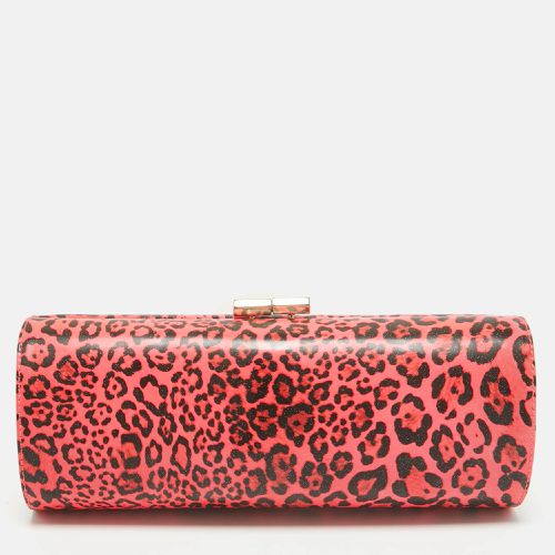 Jimmy Choo Neon Pink/Black Leopard Print Vinyl Twill Tube Clutch - Jimmy Choo - Modalova