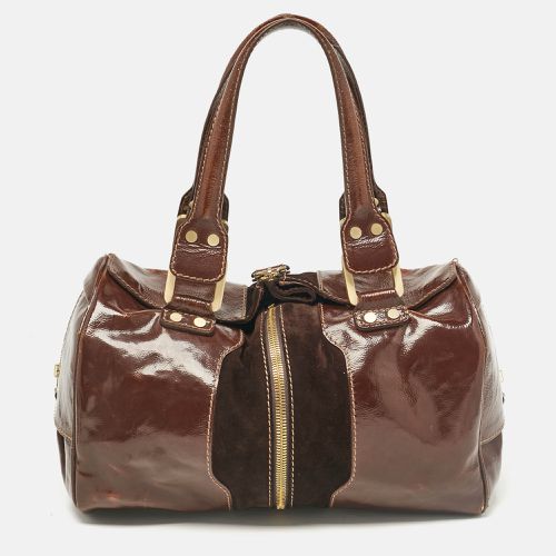 Jimmy Choo Brown Patent Leather and Suede Large Marla Bag - Jimmy Choo - Modalova