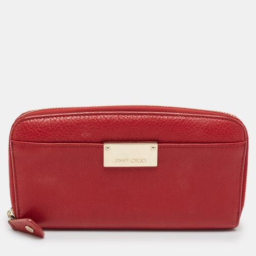 Jimmy Choo Red Leather Logo Zip Continental Wallet - Jimmy Choo - Modalova