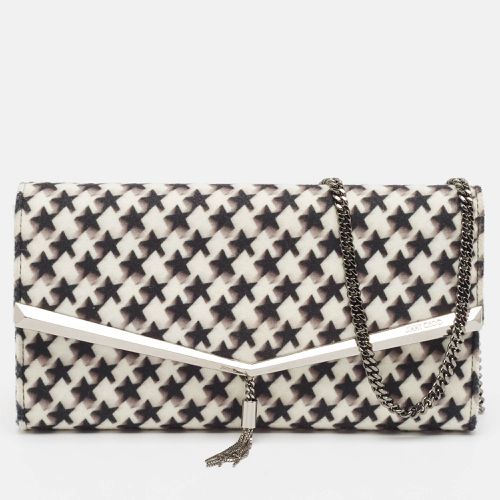 Jimmy Choo Black/White Star Print Wool Elish Chain Clutch - Jimmy Choo - Modalova