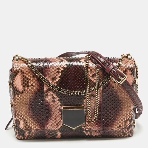 Jimmy Choo Burgundy/Multicolor Python Lockett City Shoulder Bag - Jimmy Choo - Modalova