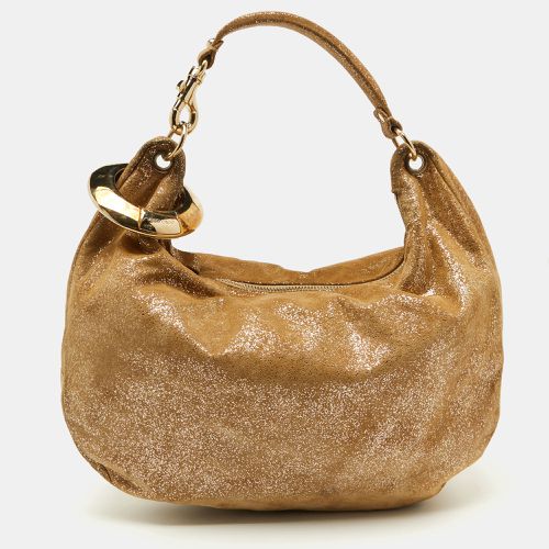 Jimmy Choo Gold Shimmering Suede Solar Hobo - Jimmy Choo - Modalova