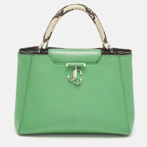 Jimmy Choo Green Python Embossed and Leather Varenne Top Handle Bag - Jimmy Choo - Modalova