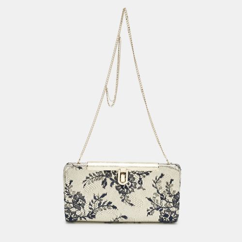 Jimmy Choo Pale Gold/Navy Blue Lace Camille and Leather Chain Clutch - Jimmy Choo - Modalova
