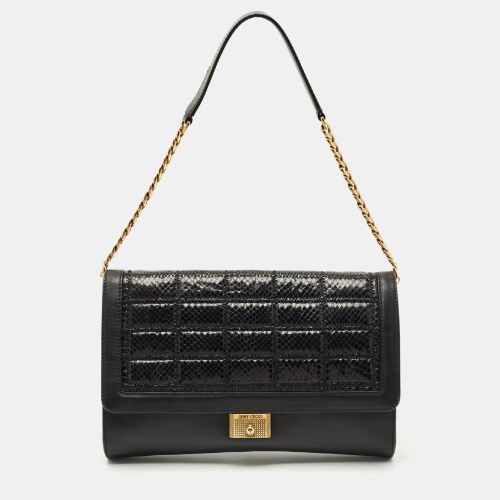 Jimmy Choo Black Leather and Snakeskin Cassie Shoulder Bag - Jimmy Choo - Modalova
