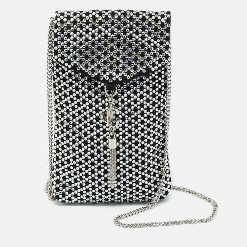 Jimmy Choo Black Suede Crystal Embellished Phone Pouch with Chain - Jimmy Choo - Modalova