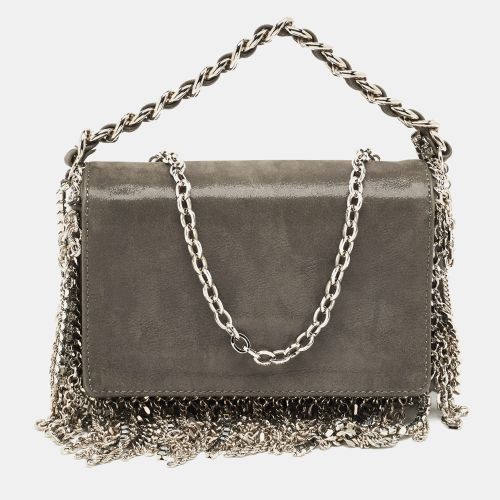 Jimmy Choo Grey Shimmer Suede Chain Embellished Fringe Shoulder Bag - Jimmy Choo - Modalova