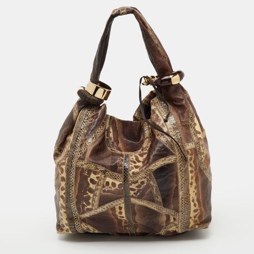 Jimmy Choo Brown Karung and Snakeskin Large Saba Hobo - Jimmy Choo - Modalova