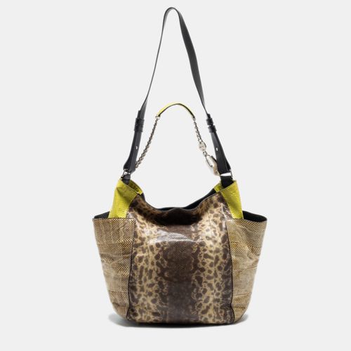 Jimmy Choo Beige/Green Karung and Watersnake Anna Shoulder Bag - Jimmy Choo - Modalova