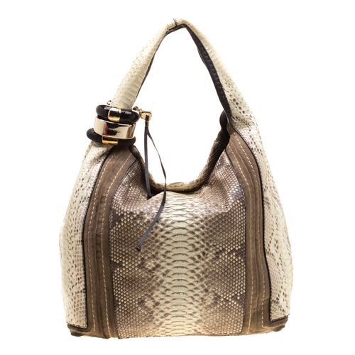 Jimmy Choo Light Yellow/Beige Python and Suede Saba Hobo - Jimmy Choo - Modalova