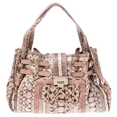 Beige Python and Suede Riki Tote - Jimmy Choo - Modalova