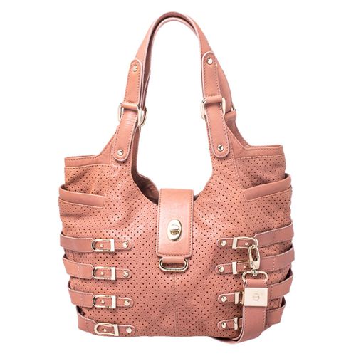 Jimmy Choo Nude Pink Perforated Leather Bardia Buckle Shoulder Bag - Jimmy Choo - Modalova